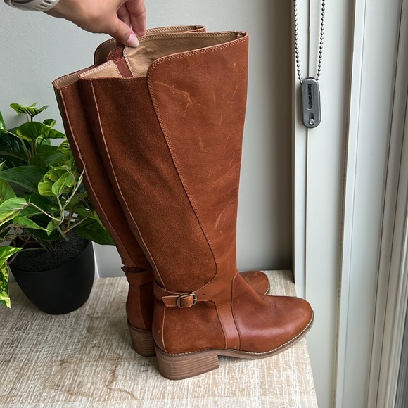 Lucky Brand 8.5 Leather Tall Brown Riding Boots Chestnut Knee High Worn 5x - Picture 6 of 7
